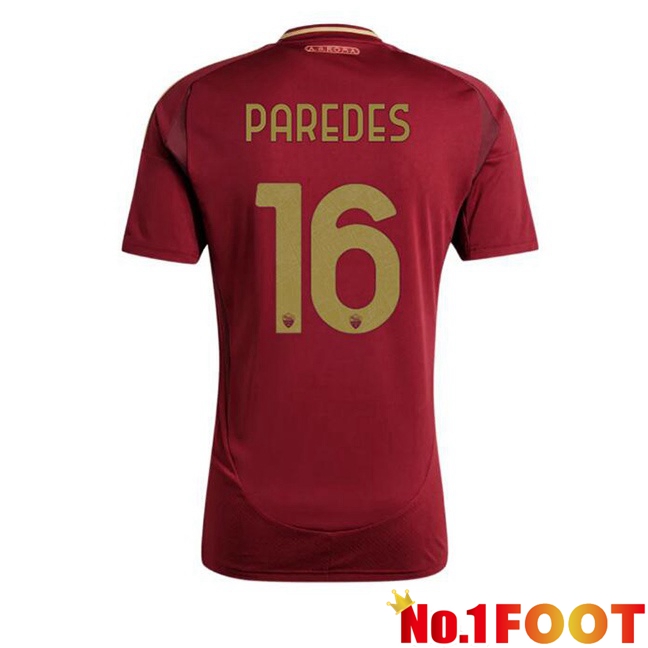 AS Rome (PAREDES 16) Home Soccer Jersey Red 2024/2025 - Click Image to Close