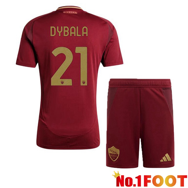 AS Rome (DYBALA 21) Kids Home Soccer Jersey Red 2024/2025