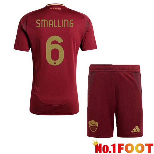 AS Rome (SMALLING 6) Kids Home Soccer Jersey Red 2024/2025