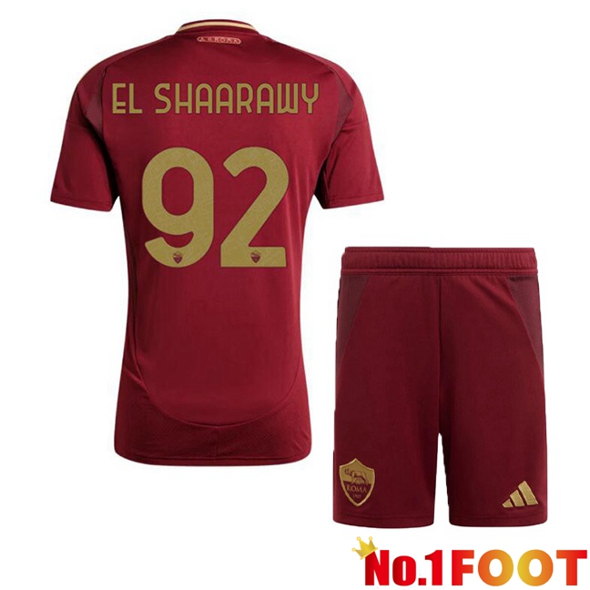 AS Rome (EL SHAARAWY 92) Kids Home Soccer Jersey Red 2024/2025