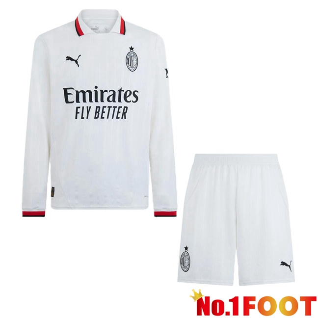 AC Milan Kids Away Soccer Jersey Long sleeve White 2024/2025