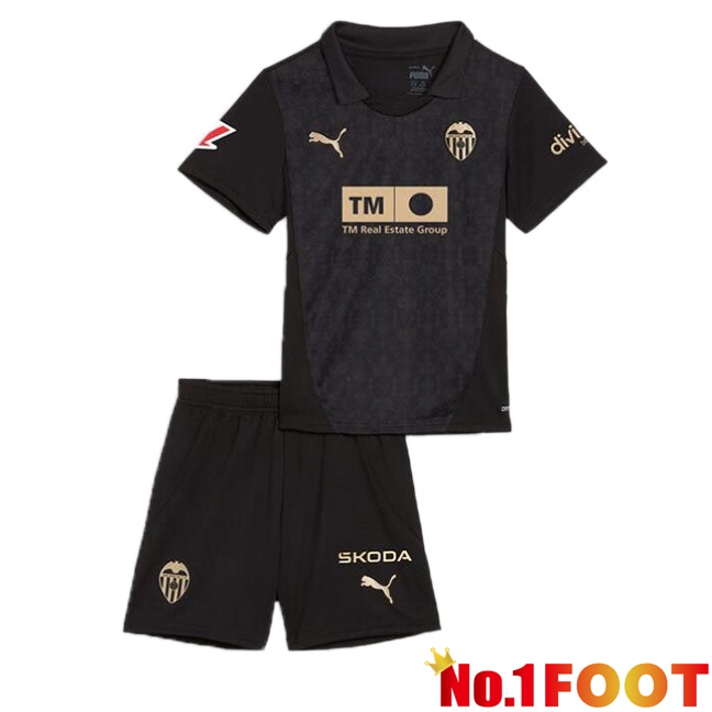 Valencia CF Kids Away Soccer Jersey Black 2024/2025 - Click Image to Close