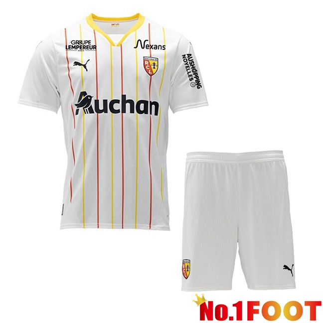 RC Lens Kids Third Soccer Jersey White 2024/2025