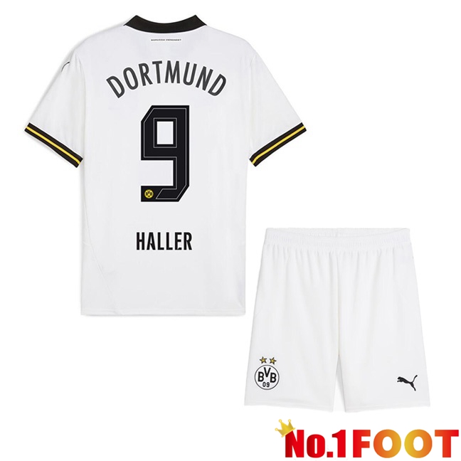 Dortmund BVB (Haller 9) Kids Away Soccer Jersey White 2024/2025