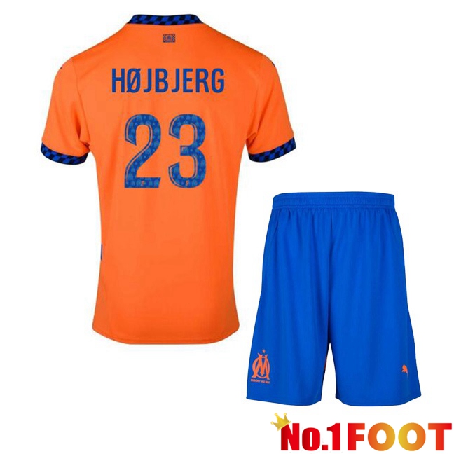 Marseille OM (HØJBJERG 23) Kids Third Soccer Jersey Orange 2024/2025