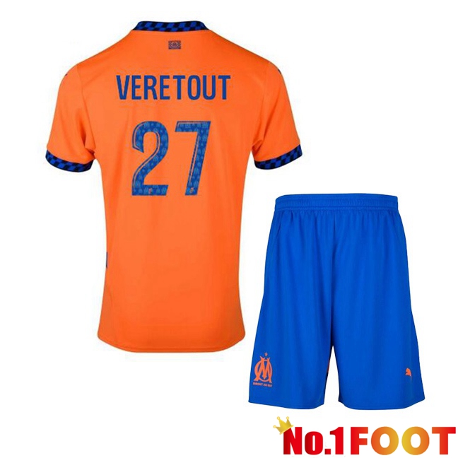 Marseille OM (VERETOUT 27) Kids Third Soccer Jersey Orange 2024/2025