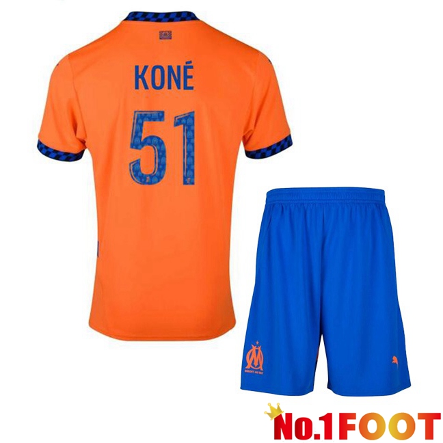 Marseille OM (KONÉ 51) Kids Third Soccer Jersey Orange 2024/2025