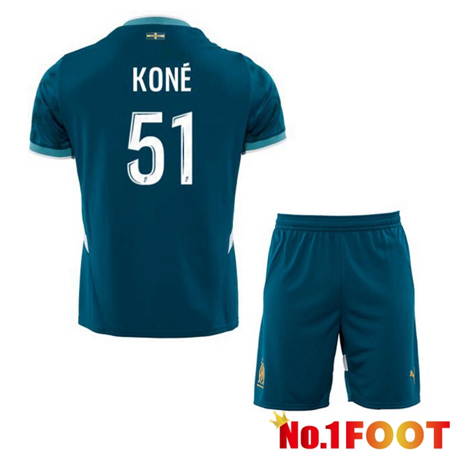 Marseille OM (KONÉ 51) Kids Away Soccer Jersey Blue 2024/2025