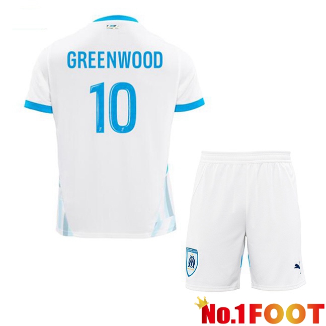 Marseille OM (GREENWOOD 10) Kids Home Soccer Jersey White 2024/2025