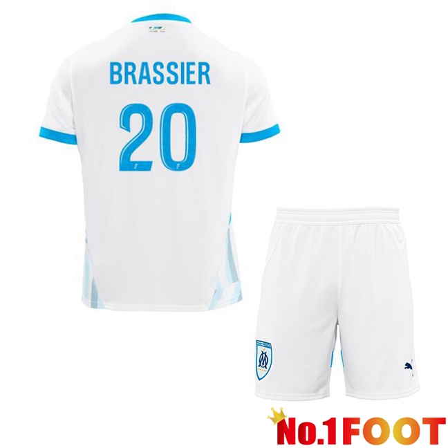 Marseille OM (BRASSIER 20) Kids Home Soccer Jersey White 2024/2025