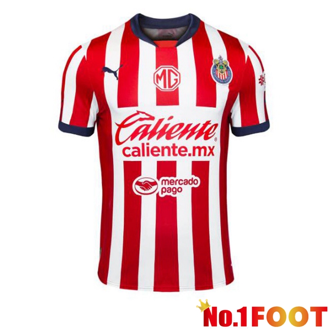 CD Guadalajara Home Soccer Jersey Red White 2024/2025