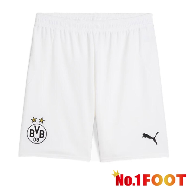 Dortmund BVB Away Soccer Shorts White 2024/2025