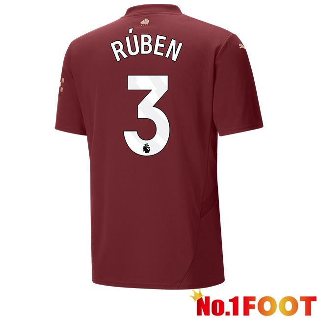 Manchester City (Ruben Dias 3) Third Soccer Jersey Brown 2024/2025