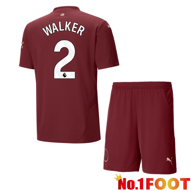 Manchester City (Kyle Walker 2) Kids Third Soccer Jersey Brown 2024/2025