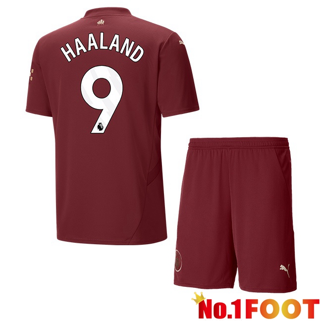 Manchester City (Erling Haaland 9) Kids Third Soccer Jersey Brown 2024/2025