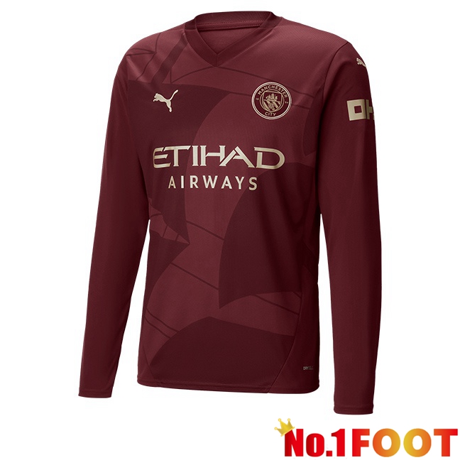 Manchester City Third Soccer Jersey Long sleeve Brown 2024/2025