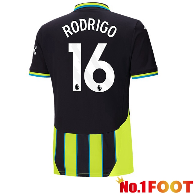 Manchester City (Rodrigo 16) Away Soccer Jersey Green Black 2024/2025