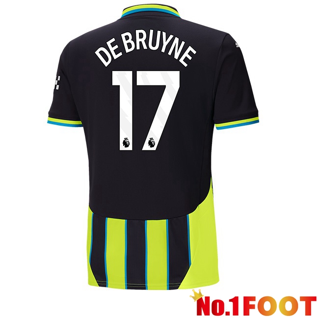 Manchester City (Kevin De Bruyne 17) Away Soccer Jersey Green Black 2024/2025