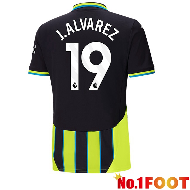 Manchester City (Julián Álvarez 19) Away Soccer Jersey Green Black 2024/2025