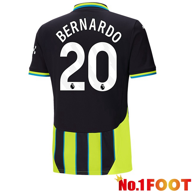 Manchester City (Bernardo Silva 20) Away Soccer Jersey Green Black 2024/2025