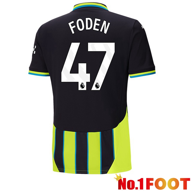 Manchester City (Phil Foden 47) Away Soccer Jersey Green Black 2024/2025