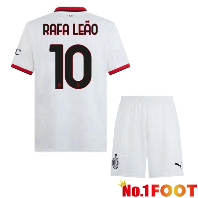 AC Milan (Rafa Leão 10) Kids Away Soccer Jersey White 2024/2025