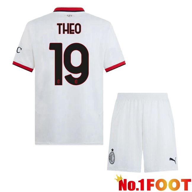 AC Milan (THEO 19) Kids Away Soccer Jersey White 2024/2025