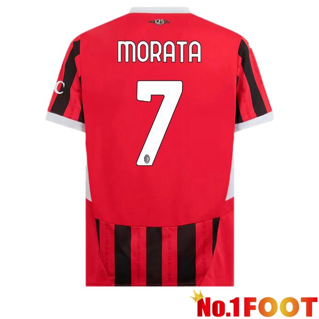 AC Milan (Morata 7) Home Soccer Jersey Red Black 2024/2025