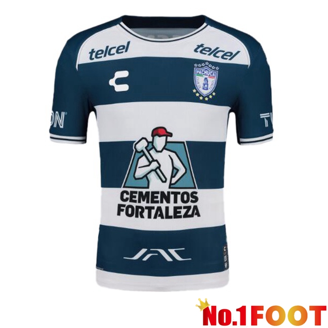 CF Pachuca Home Soccer Jersey White Blue 2024/2025 - Click Image to Close