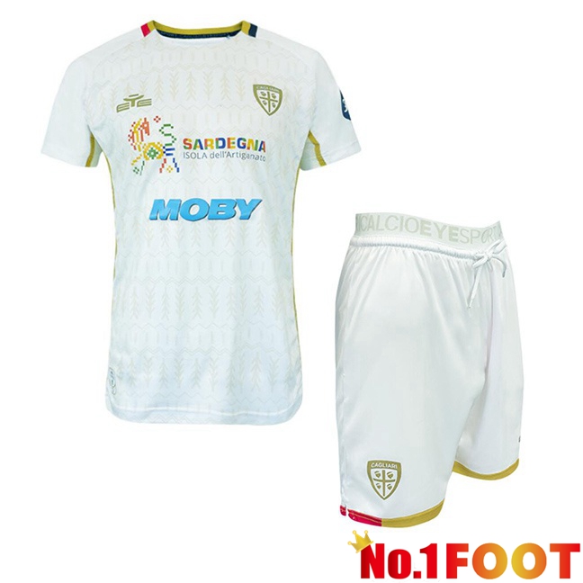 Cagliari Calcio Kids Away Soccer Jersey White 2024/2025