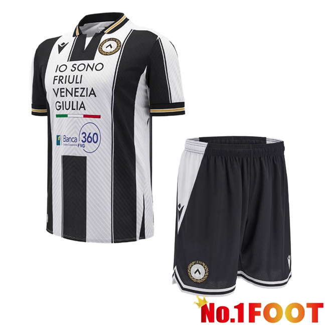 Udinese Calcio Kids Home Soccer Jersey White Black 2024/2025