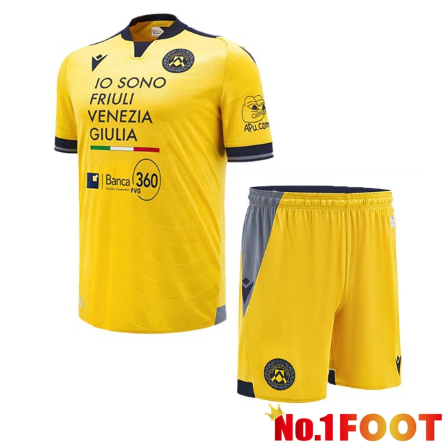 Udinese Calcio Kids Away Soccer Jersey Yellow 2024/2025