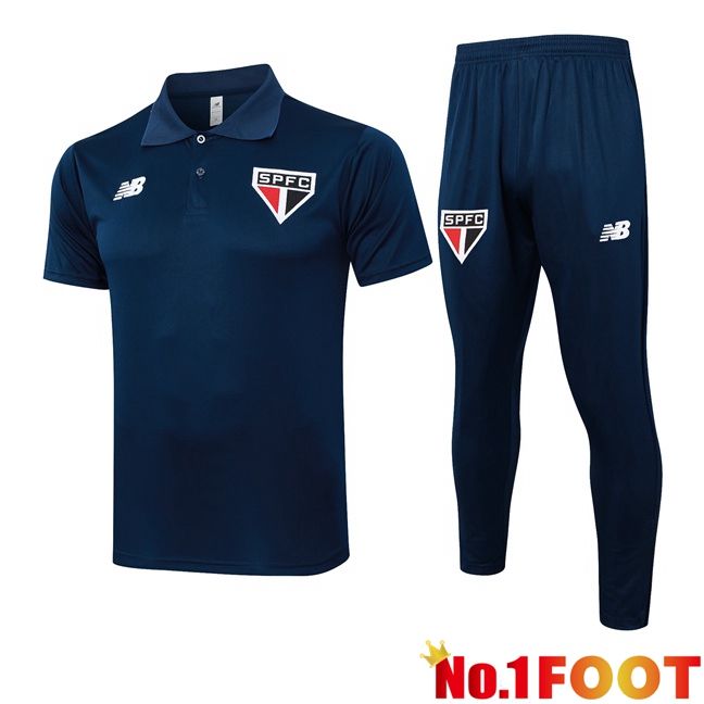 Sao Paulo FC Soccer Polo + Training Pants Blue Royal 2024/2025