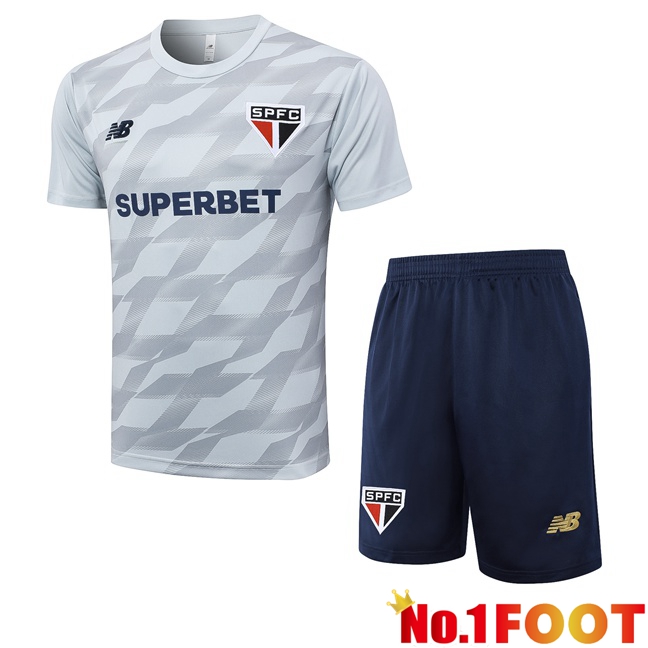 Sao Paulo FC kit Training T Shirt + Shorts Grey 2024/2025