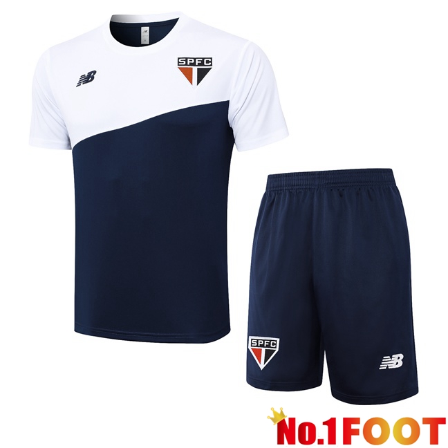 Sao Paulo FC kit Training T Shirt + Shorts White Blue Royal 2024/2025