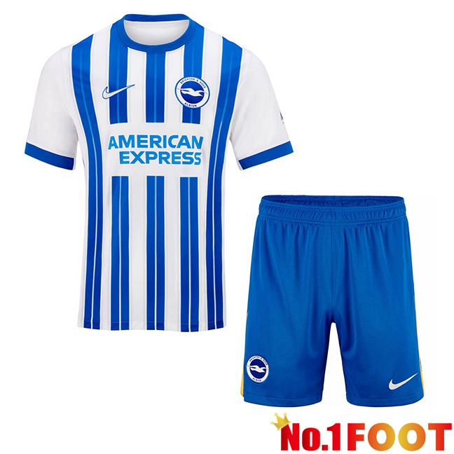 FC Brighton Kids Home Soccer Jersey Blue White 2024/2025