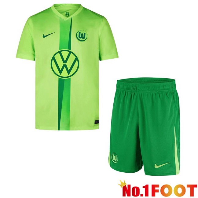 Vfl Wolfsburg Kids Home Soccer Jersey Green 2024/2025