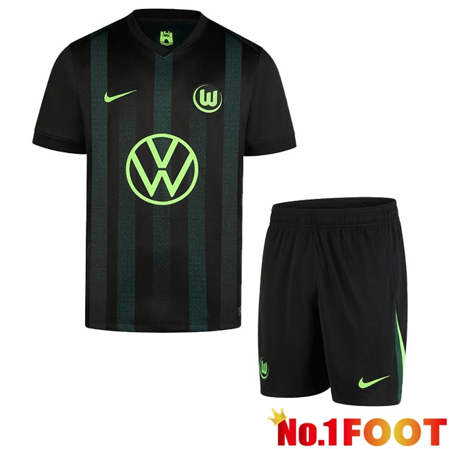 Vfl Wolfsburg Kids Away Soccer Jersey Black 2024/2025