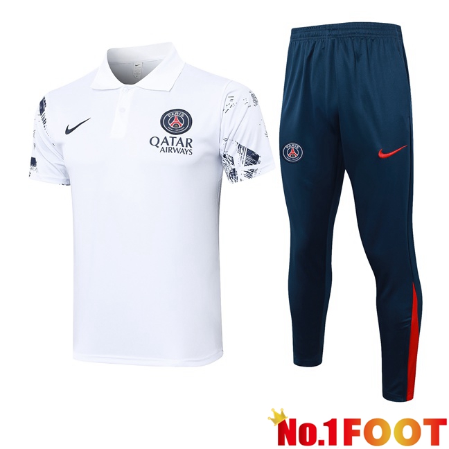 Paris PSG Soccer Polo + Training Pants White 2024/2025