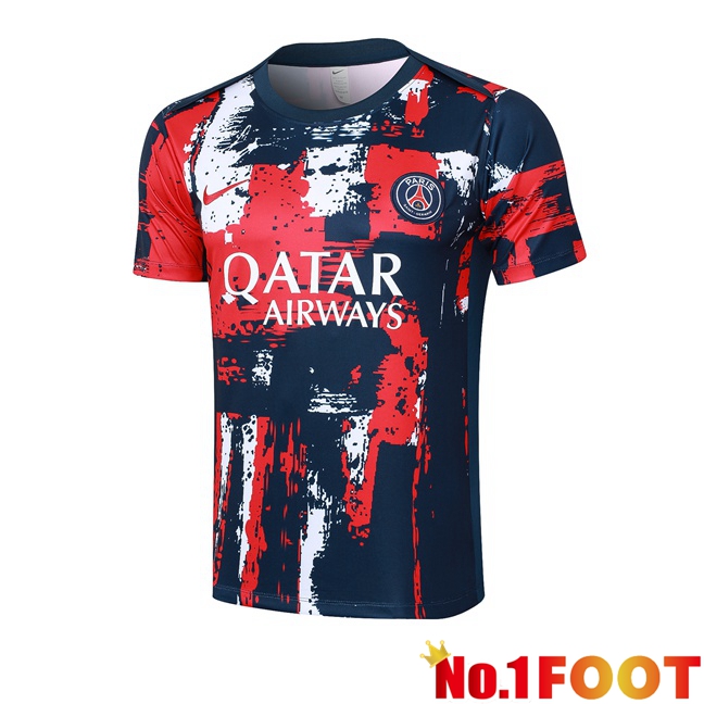 Paris PSG Training T Shirt Blue Royal Red 2024/2025