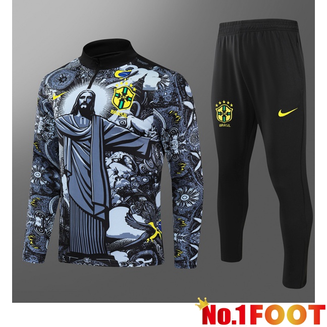 Brazil Kids kit Training Tracksuit Black 2024/2025