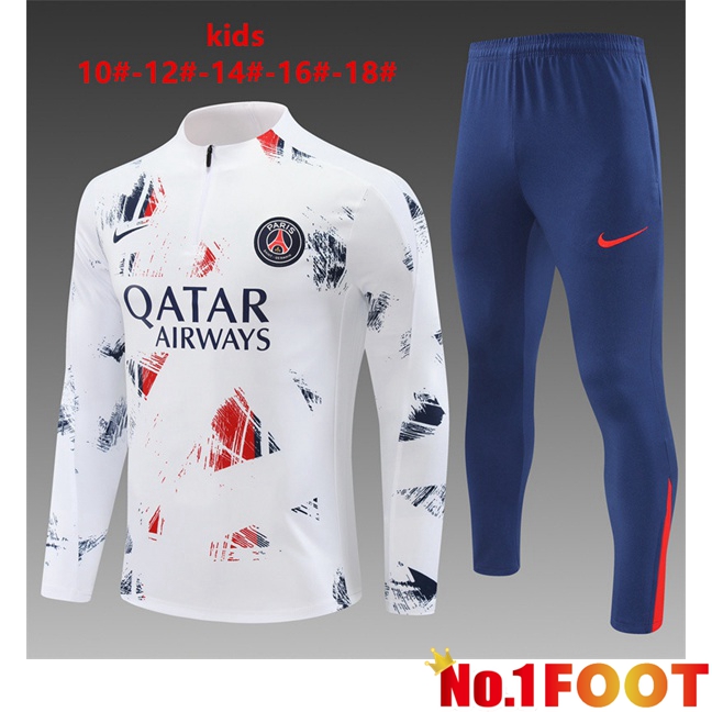 Paris PSG Kids kit Training Tracksuit White 2024/2025