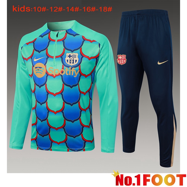 FC Barcelona Kids kit Training Tracksuit Green 2024/2025