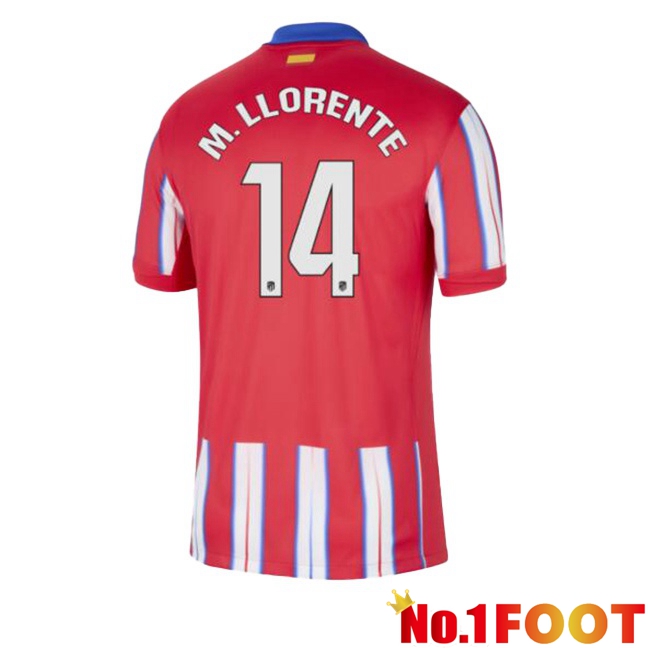 Atletico Madrid (M. LLORENTE 14) Home Soccer Jersey Red 2024/2025