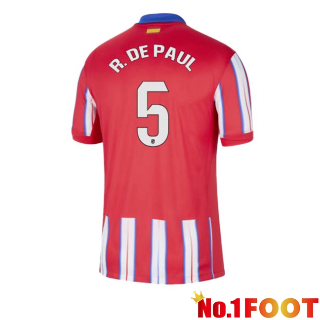 Atletico Madrid (R. DE PAUL 5) Home Soccer Jersey Red 2024/2025