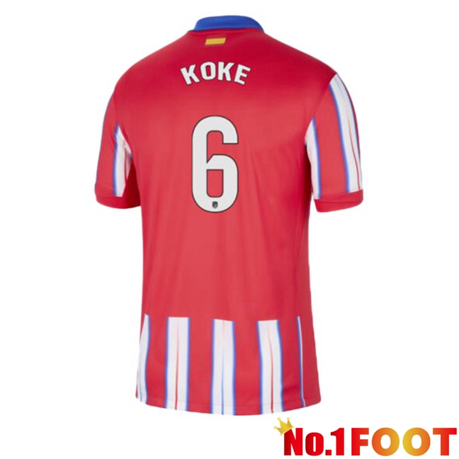 Atletico Madrid (KOKE 6) Home Soccer Jersey Red 2024/2025