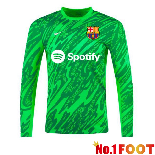 FC Barcelona Goalkeeper Soccer Jersey Long sleeve Spotify Green 2024/2025