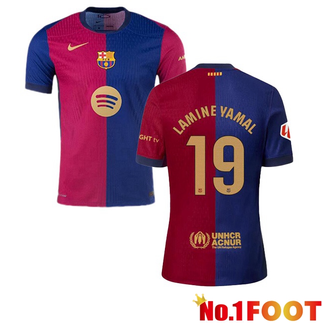 FC Barcelona (LAMINE YAMAL 19) Home Soccer Jersey Blue Red 2024/2025