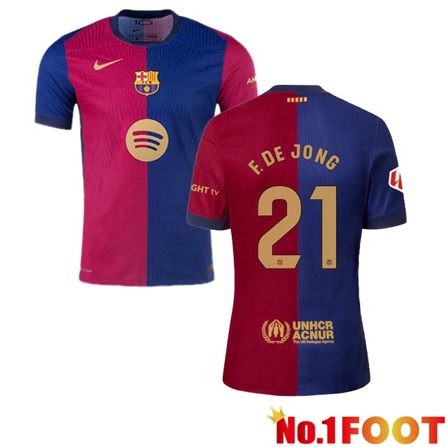 FC Barcelona (F. DE JONG 21) Home Soccer Jersey Blue Red 2024/2025