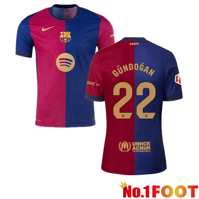 FC Barcelona (GÜNDOĞAN 22) Home Soccer Jersey Blue Red 2024/2025